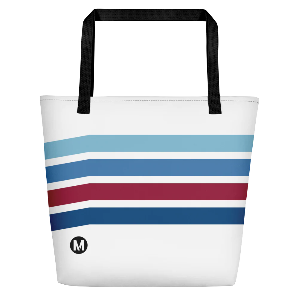 Retro Blue Line Beach Bag