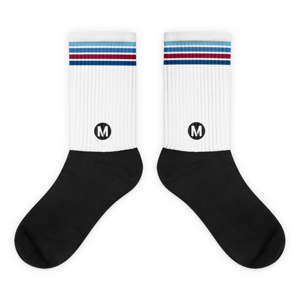 Retro Blue Line Crew Socks - Image 2