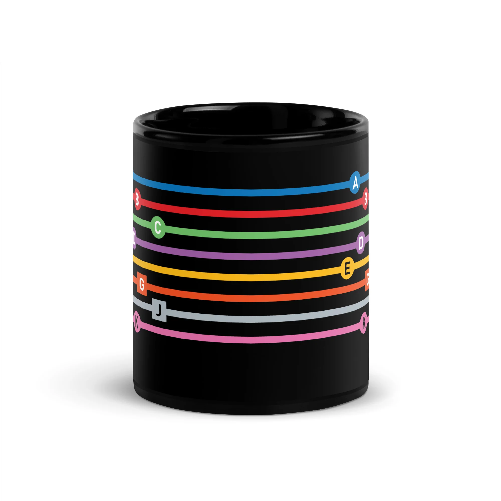 Line Letters Black Glossy Mug - Image 3