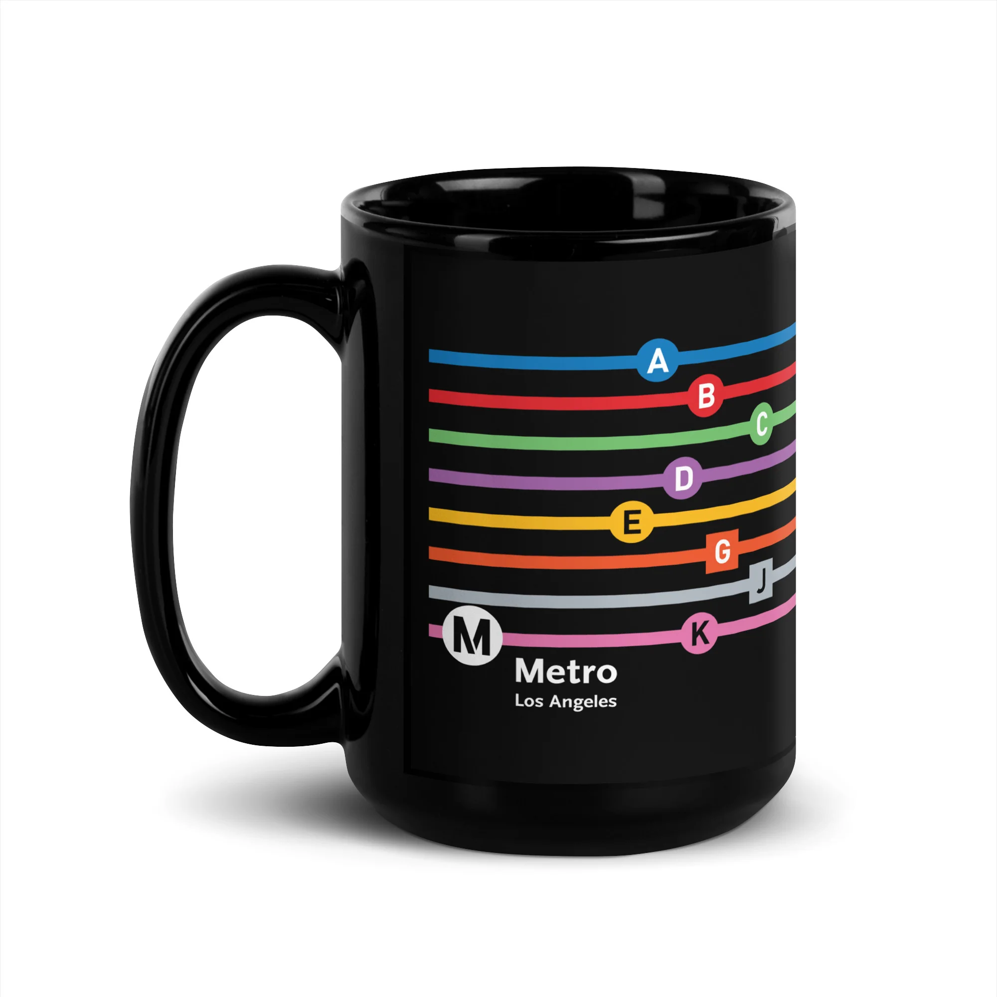 Line Letters Black Glossy Mug - Image 4