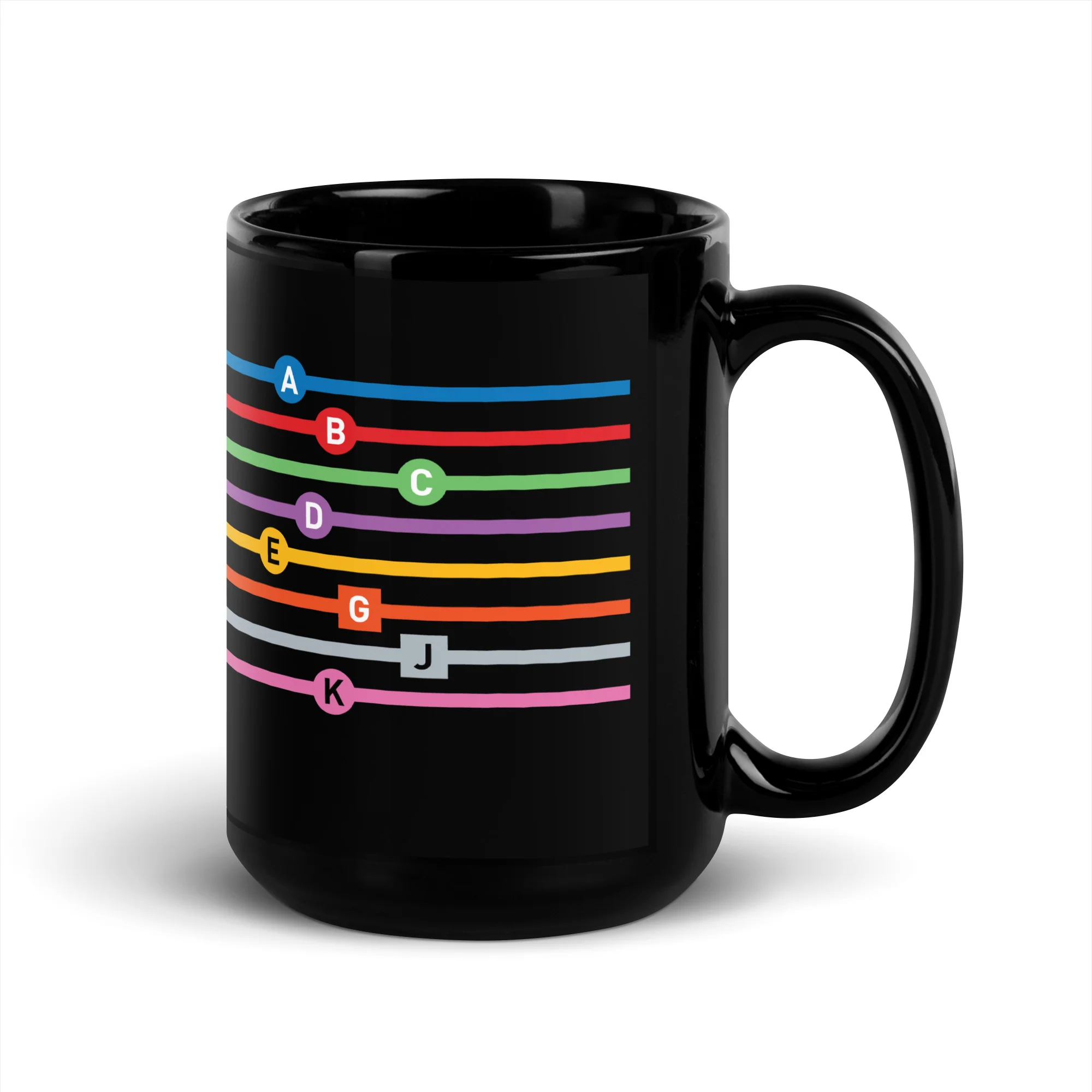 Line Letters Black Glossy Mug - Image 5