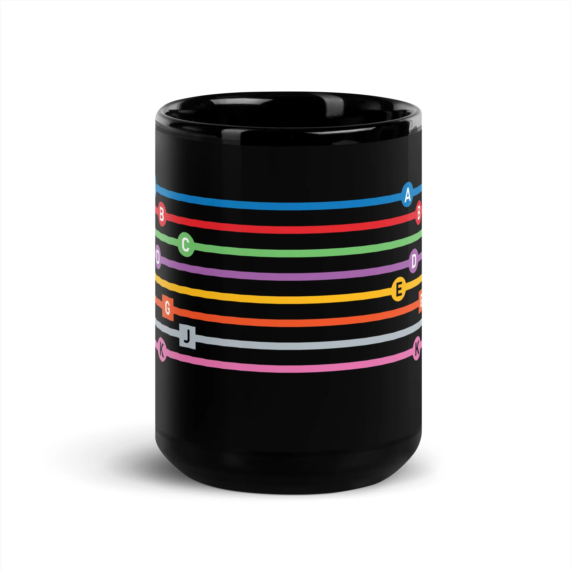 Line Letters Black Glossy Mug - Image 6