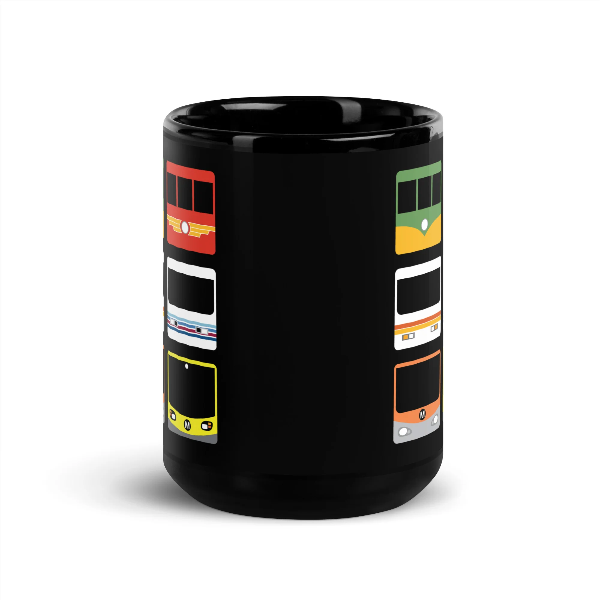 Metro Past and Present Black Glossy Mug - Image 3