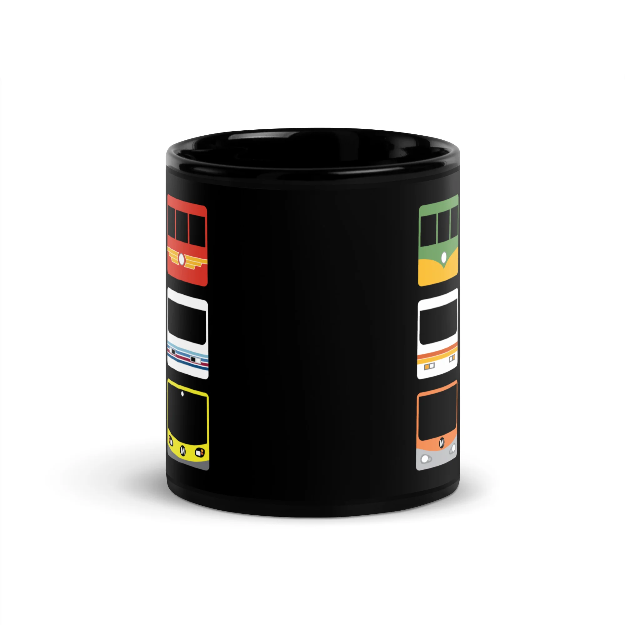 Metro Past and Present Black Glossy Mug - Image 5