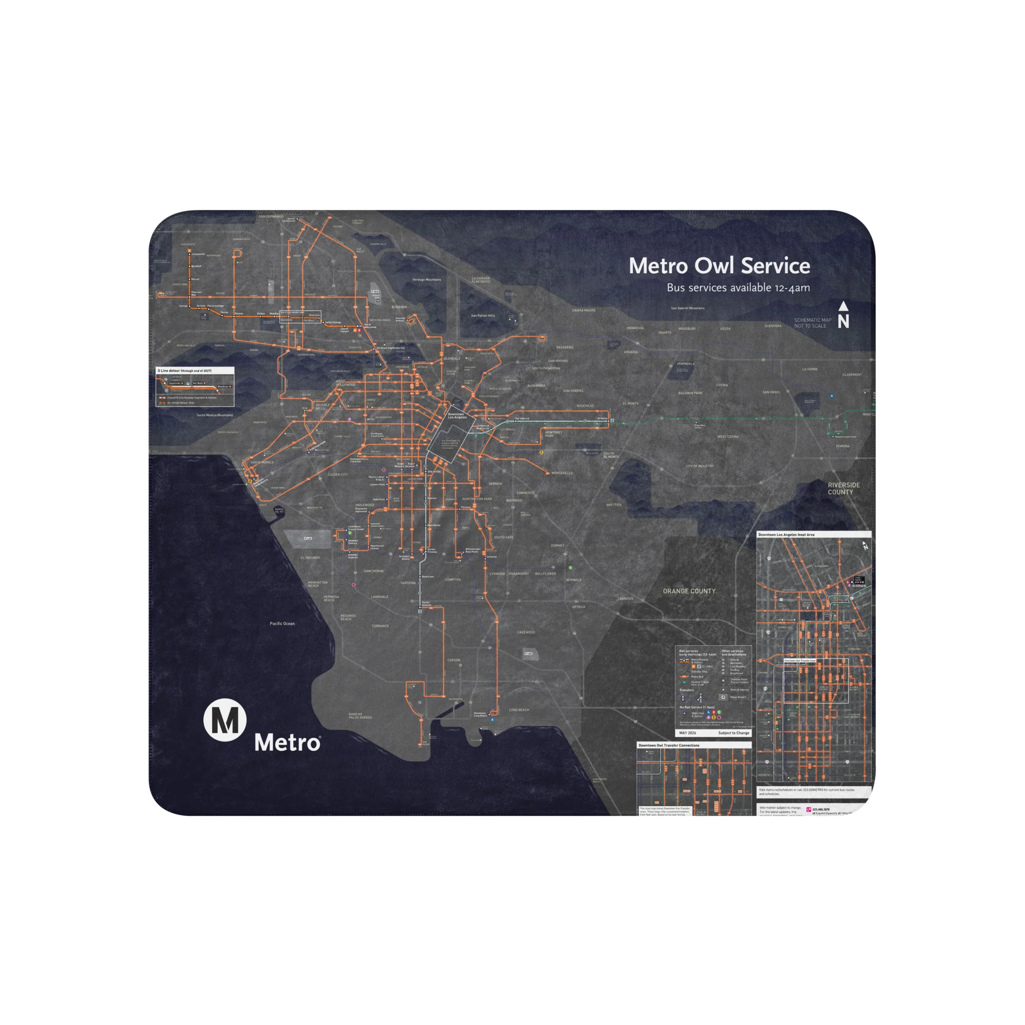 Los Angeles Metro Night Owl Map Sherpa Blanket - Image 6